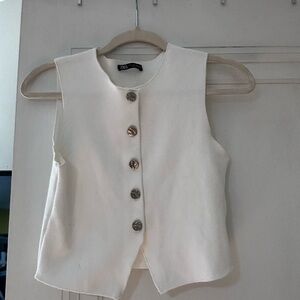 Zara Cream Buttoned Vest